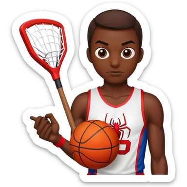 Spider-Man with a basketball and hockey stick sticker