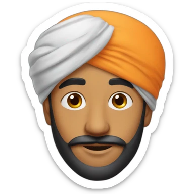 A Sikh man with an orange turban sticker