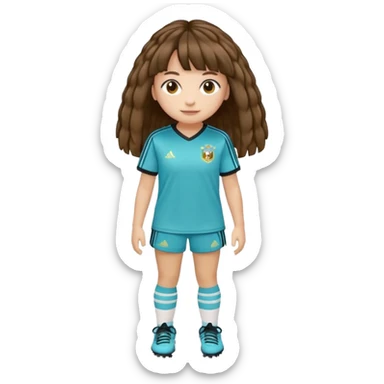 Crie um emoji de uma menina gordinha com o cabelo vermelho longo com uma franja reta casaco de gola alta da adidas sticker