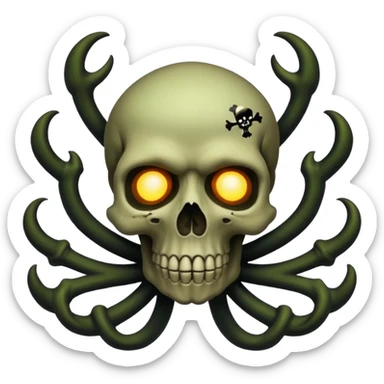 a poisonous cloud of gas, dark swamp color, with an image of a skull and two crossed bones behind the skull sticker