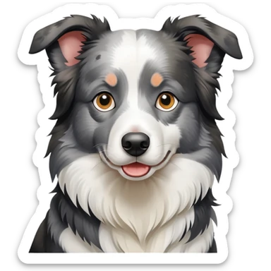 A sitting Border Collie with gray and white spots on its body sticker