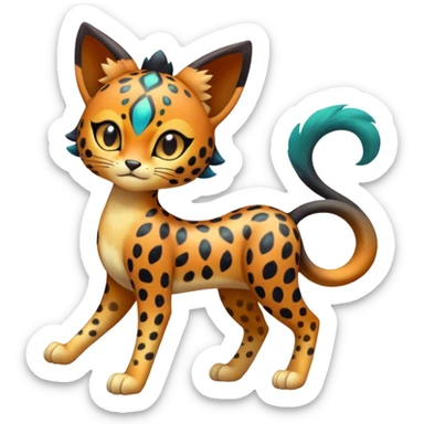 Colorful exotic esoteric patterned Gradients-colored realistic elegant lanky feminine cute pretty  Liepard-Litten-Meloetta-Sprigatito-Pokémon-fusion-creature (full body) sticker
