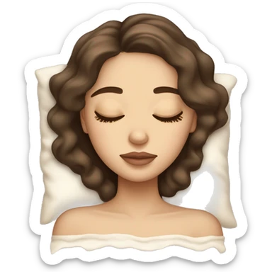 pretty light skinned brunette girl sleeping with cream under her closed eyes soft textures sticker