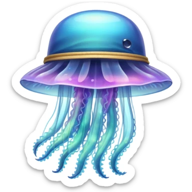 transparent jellyfish with a hat sticker