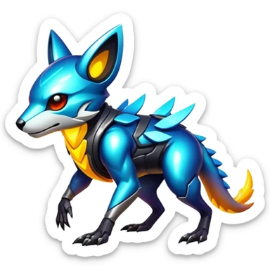 Shiny Epic Edgy Cool Colorful Vibrant Modern Vernid-Protogen-creature-animal, full body sticker
