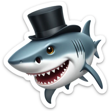 Shark with a top hat sticker