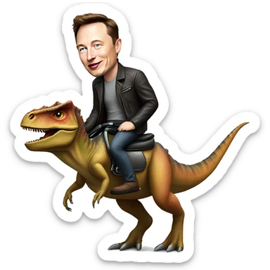 elon musk riding a dinosaur  sticker