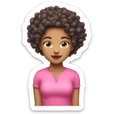 lightskin girl with curly hair in pink outfit sticker