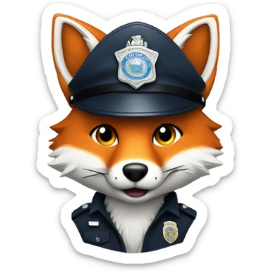 Furry fox as police  sticker