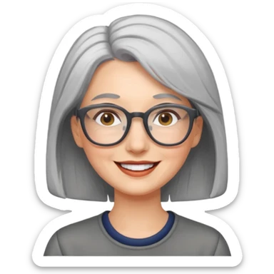 happy woman with gray hair and glasses sticker
