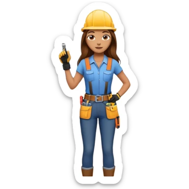 beautiful girl with long brown hair constructing new lounge room area with flat screen tv and couch sticker