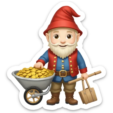 gnome with wheelbarrow sticker