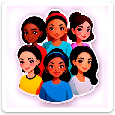 A group of women from every nationality  sticker