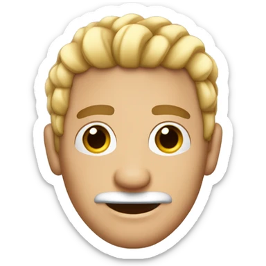 Hombre blanco con trenzas corta sin bigote ojos cafe sticker