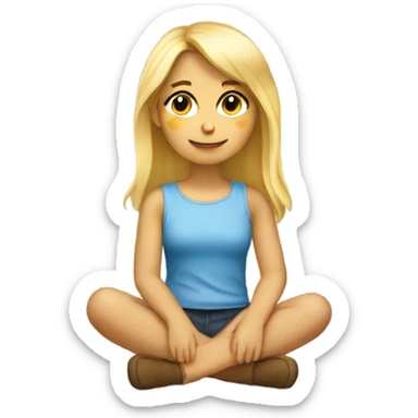 full body blonde girl sitting sticker