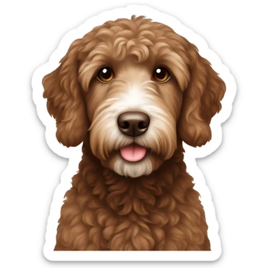 Brown labradoodle with white strip on chest sticker
