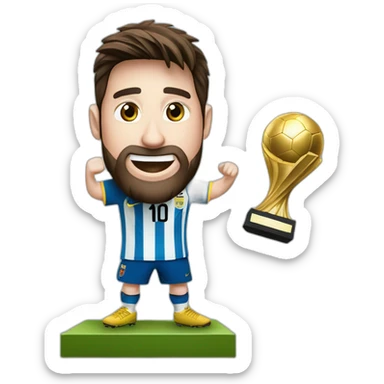 messi con el trofeo del campeonato mundial de futbol sticker