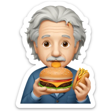 Albert einstein eating a burger sticker