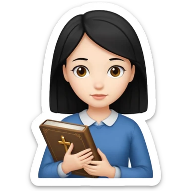 Girl with black hair holding bible  sticker