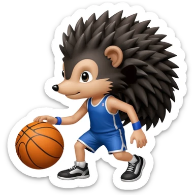black hedgehog playing basketball sticker
