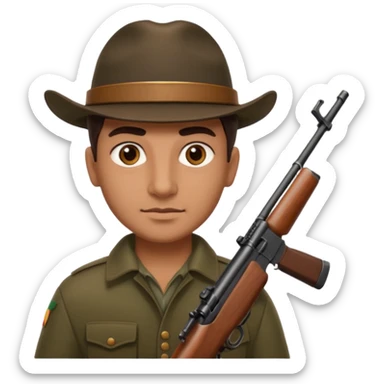 Hunter With rifle Brown eyes No mustache Italian hunter, bigger nose, darker skin sticker