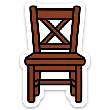 rustic farmhouse wood chair, chocolate color, color outline style sticker