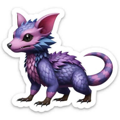 Realistic scaly swampy elemental detailed Colorful Trico-Noibat-Crobat-Swoobat-Furret-Ferret-Wolverine-Vernid-furry-fursona-fusion-Fakemon-animal-hybrid-creature, full body sticker