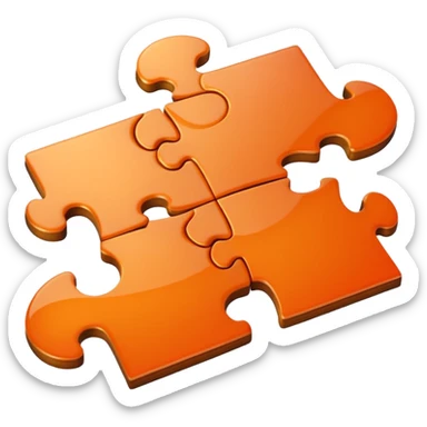 puzzle piece emoji, classic jigsaw shape, orange sticker