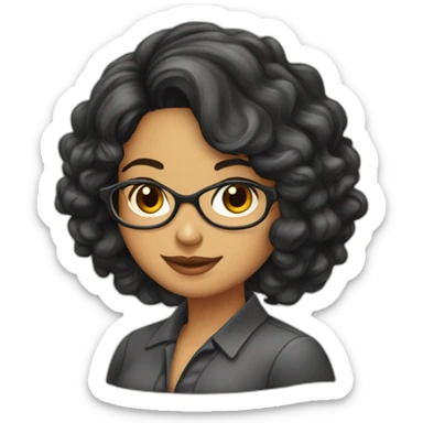 Profesora-joven-colombiana-cabello castaño-bata sticker