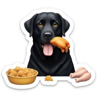fat black lab eating chicken sticker