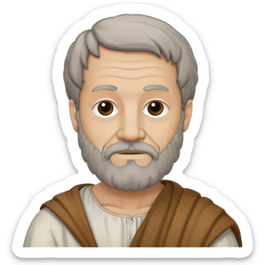 Aristotle as a black outline icon, no fill, hand-drawn look, recognizable philosopher features sticker
