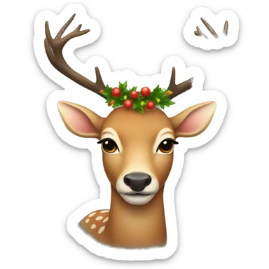Deer with a garland on the horns sticker