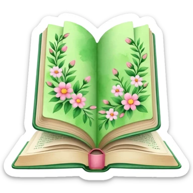 Green Open book in a girly style sticker