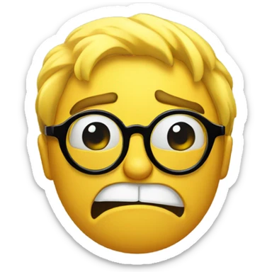 a yellow emoji with very very big glasses the emoji very angry and looks to the right sticker