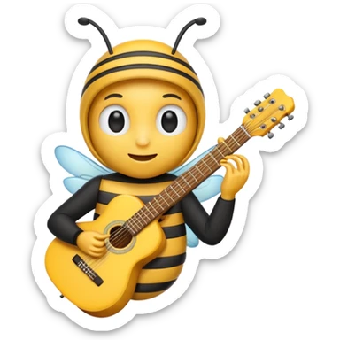 guitar player bee sticker