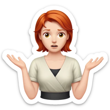 Redhead person shrugging  sticker