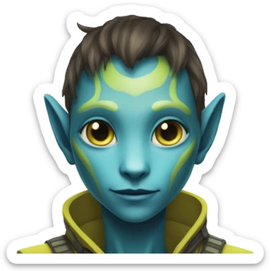 na'vi human teen hybrid boy tail alien cat face sticker