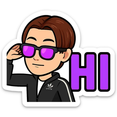 Edit the character in the reference image to show the character with the text 'HI' next to it, in the same style as the reference, with a transparent background, no circle, and sized for Twitch emoji. sticker