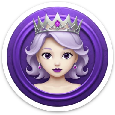 Purple shadow rose silver circle plaque with silver tiara sticker