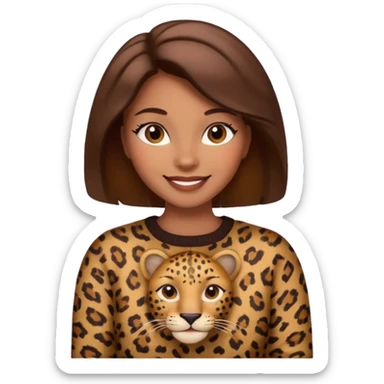 An elegant self confident brown lady in a leopard sweater emoji sticker
