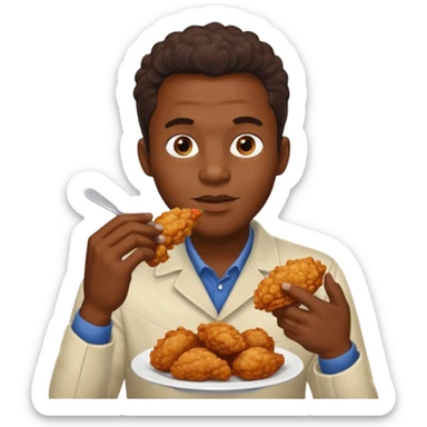 Black guy eating fried chicken  sticker