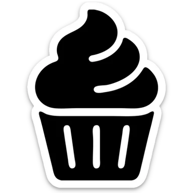 cupcake with pink icing, flat icon style, minimal sticker