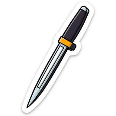 a pen with a knife blade, cartoon sticker style sticker