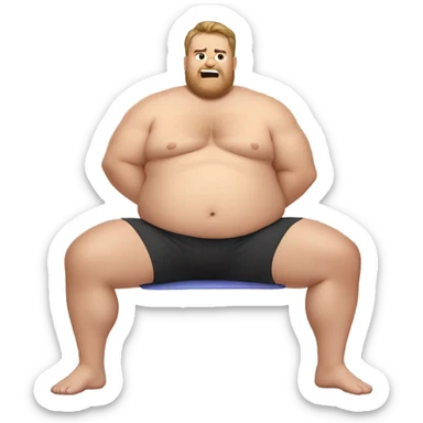 side view of fat white guy shirtless doing sit-ups sticker