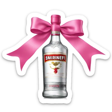 smirnoff vodka bottle with small pink bow on it sticker