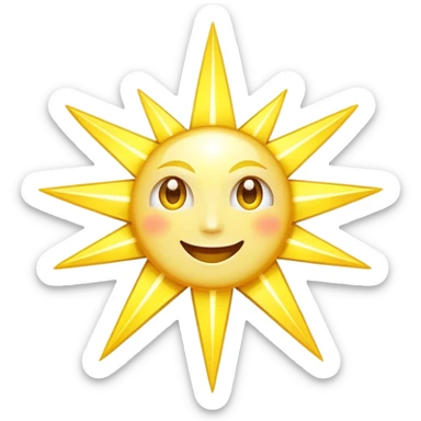Radiant Star (Happy) – A star-shaped face with multiple "rays" extending outward. The face will radiate light, with blinking eyes and a wide smile, adding an extra shimmer to each "ray" as if it’s glowing. sticker