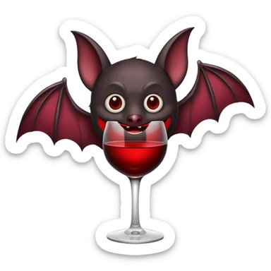 black bat drinking wine sticker