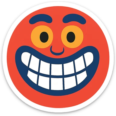 red face with a giant smile sticker