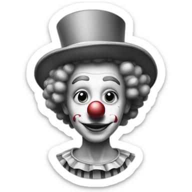 clown bw sticker