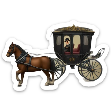 a man sits in a horse-drawn carriage from Russia in the 19th century sticker